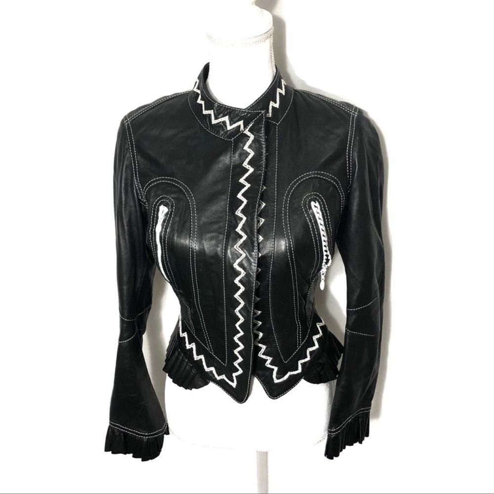 Foce 100% Leather Moto Jacket Sz 38